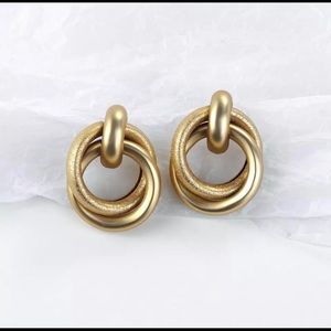 Geometric Drop Statement Earrings Gold Platted